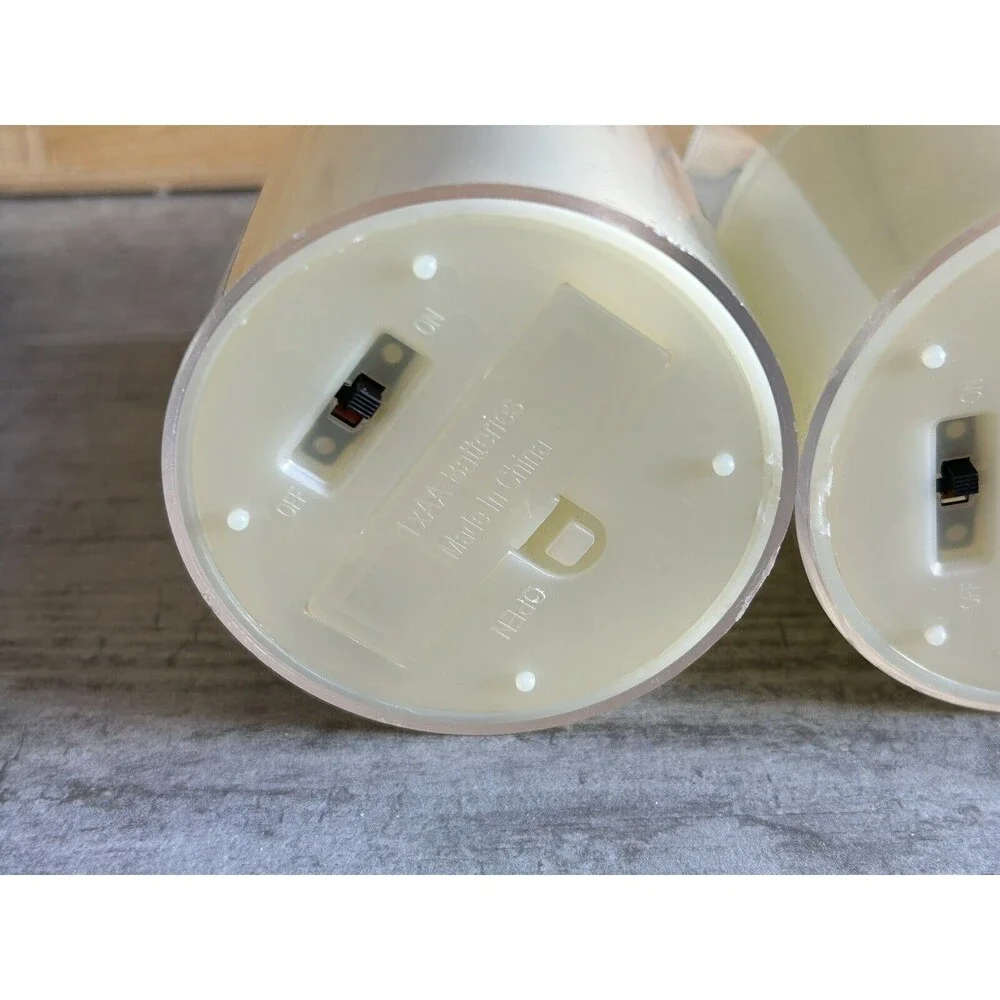 Set of 3 Acrylic Battery LED Flameless Flicker Candles Remote Timer Ivory Pillar